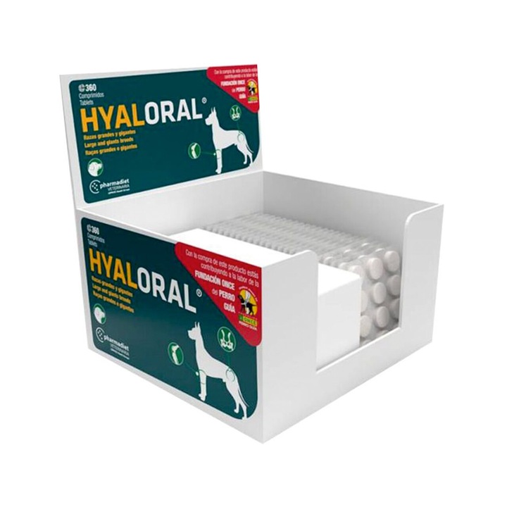 Supliment pentru caini de talie mare, PHARMADIET Hyaloral, corecteaza deficientele articulare, limitarea aparitie osteoartrozei, 360 tablete