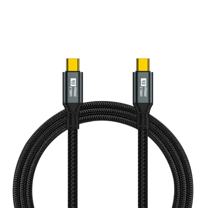 USB-C 3.2 Staryon® 150 cm-es kábel, 20 Gbps adatátvitel, gyorstöltő PD 100 W-os laptop telefon, 8K@60Hz videó, Thunderbolt 3/4 és Iphone 15 kompatibilis, fekete