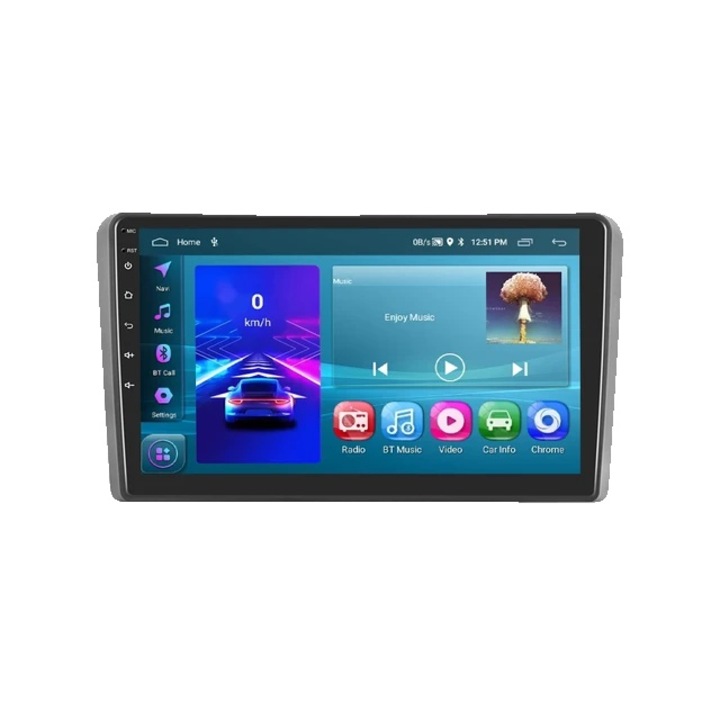 Автомобилна навигация 9", HD екран, Bluetooth, поддръжка на камера, многоцветен, 2G+64G