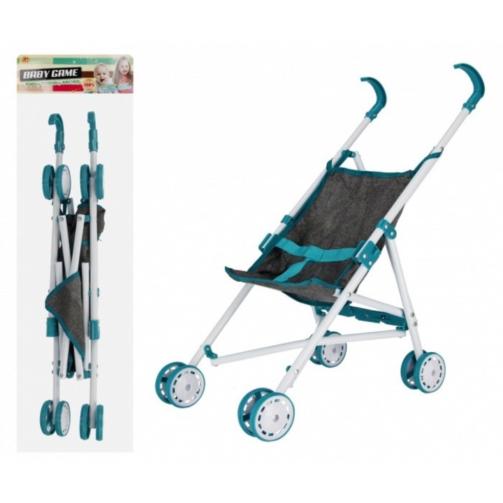 Количка за кукли Mega Creative, металик, сива, 46x53x25см