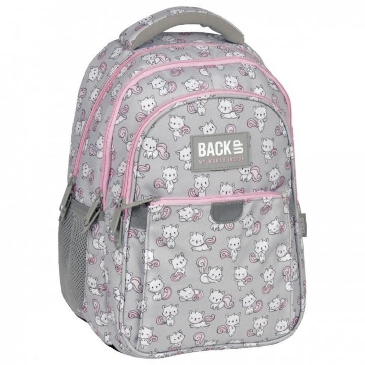 Rucsac scolar, Back Up, 3 compartimente, impermeabil, reflectorizant, 39x27x20 cm