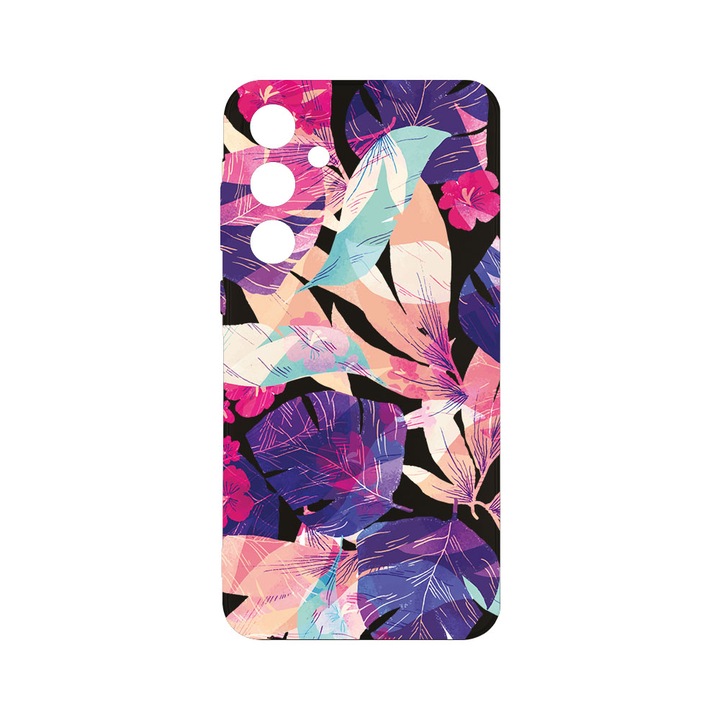 Husa BestCase® Slim SIlicon 0.8MM, съвместима със Samsung Galaxy A55, Tropical Flowers, Защита на камерата, Устойчива на износване, c-B 71