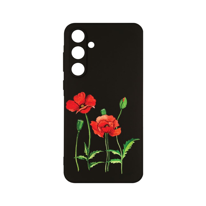 Калъф BestCase® Slim SIlicon 0.8MM, съвместим със Samsung Galaxy A55, червен мак, защита на камерата, устойчив на износване, c-B 643