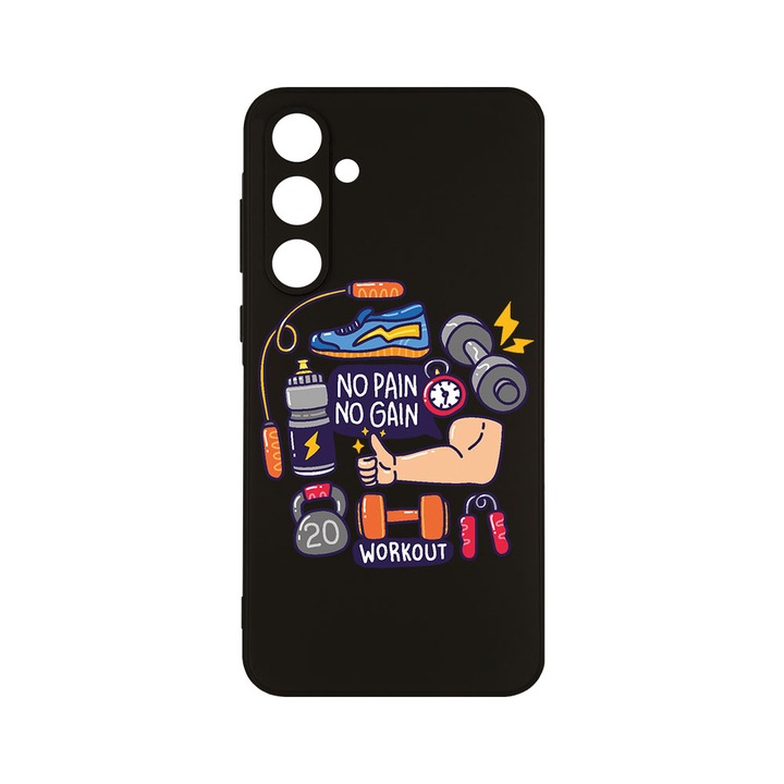 Husa BestCase® Slim SIlicon 0.8MM, Compatibila Cu Samsung Galaxy A55, No Pain No Gain, Protectie Camera, Rezistenta la uzura, c-B 783