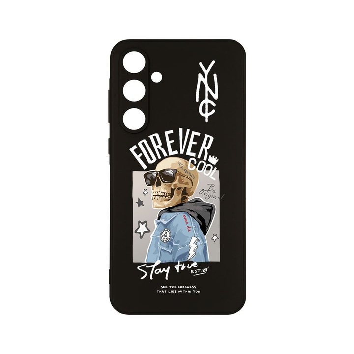 Husa BestCase® Slim SIlicon 0.8MM, Compatibila Cu Samsung Galaxy A55, Forever Cool Skeleton, Protectie Camera, Rezistenta la uzura, c-B 935