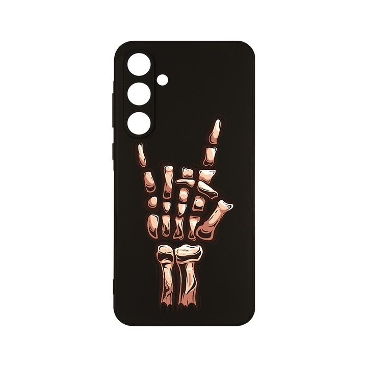 Husa BestCase® Slim SIlicon 0.8MM, Compatibila Cu Samsung Galaxy A55, Skeleton Hand FU, Protectie Camera, Rezistenta la uzura, c-B 964