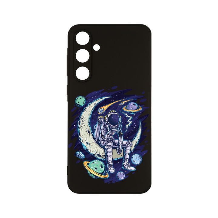 Husa BestCase® Slim SIlicon 0.8MM, Compatibila Cu Samsung Galaxy A55, Astronaut On Moon, Protectie Camera, Rezistenta la uzura, c-B 1002
