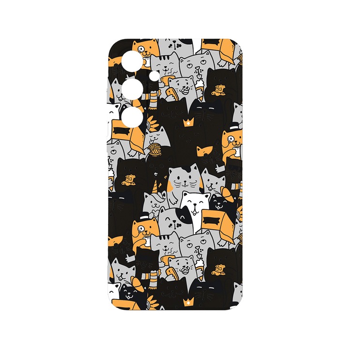 Husa BestCase® Slim SIlicon 0.8MM, Compatibila Cu Samsung Galaxy A55, Cat Pattern, Protectie Camera, Rezistenta la uzura, c-B 1030