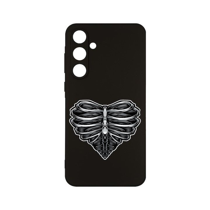 Husa BestCase® Slim SIlicon 0.8MM, Compatibila Cu Samsung Galaxy A55, Skeleton Heart, Protectie Camera, Rezistenta la uzura, c-B 1024