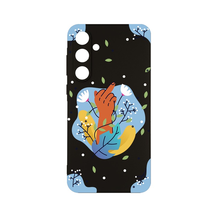 Husa BestCase® Slim SIlicon 0.8MM, Compatibila Cu Samsung Galaxy A55, Flowers FCK, Protectie Camera, Rezistenta la uzura, c-B 1020