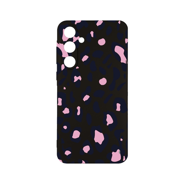 Husa BestCase® Slim SIlicon 0.8MM, Compatibila Cu Samsung Galaxy A55, Pink Leopard Pattern, Protectie Camera, Rezistenta la uzura, c-B 1033