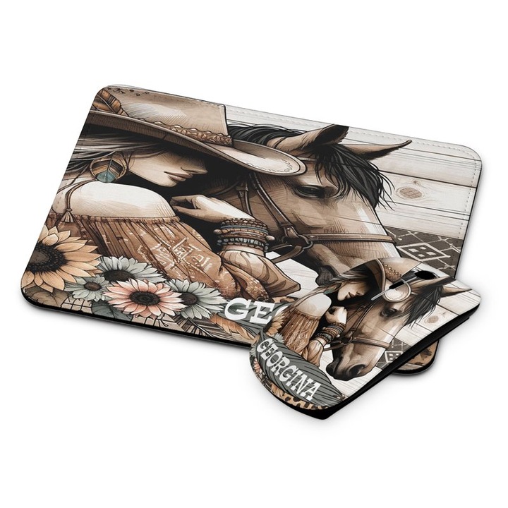 Lovas vezetéknélküli egér és egérpad Georgina