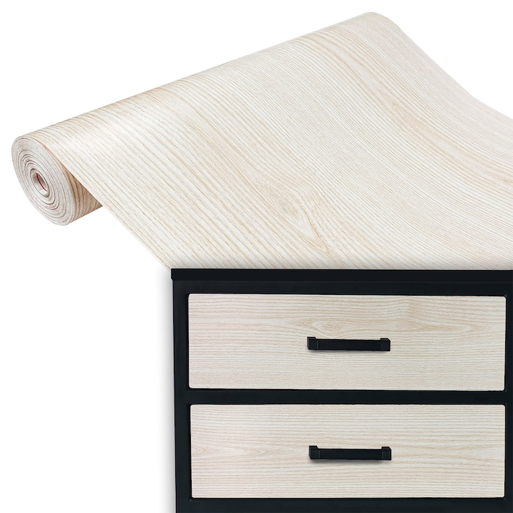 Autocolant mobila furnir, vanzare la metru, 90 x 100 cm, DecoMeister, Model Frasin Alb, C004-090-0100