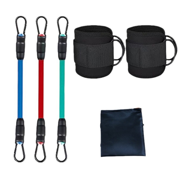 Set extensoare pentru glezne, rezistente diferite, multicolor, portabil, pentru coapse, Pilates