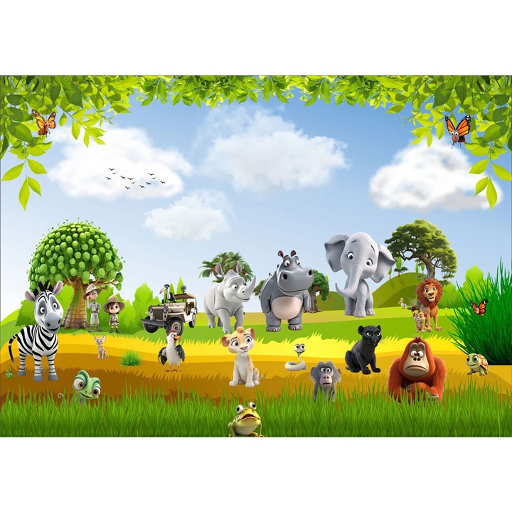 Fototapet Copii, autoadeziv, Animale in Safari, multicolor, 120x200 cm CO216