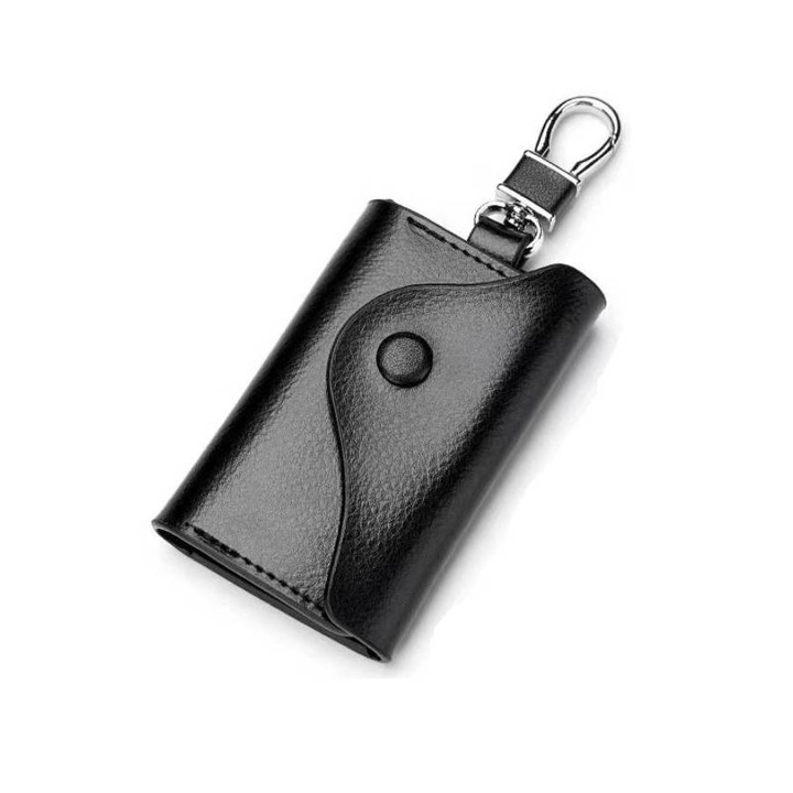 Ключодържател SANFACE, кожен калъф, голям капацитет, черен