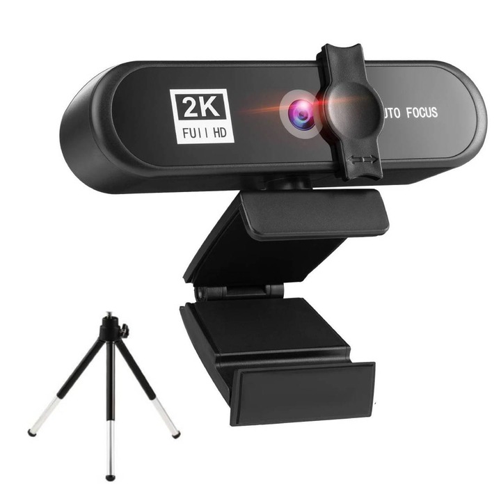 Уеб камера SANFACE, 2K, функция за красота, автофокус, вграден микрофон, черен, USB кабел 1,5 м