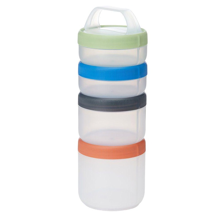 4 db-os kemping ételdoboz-készlet, Humangear, szilikon, lezárt, BPA mentes, 8 x 23,5 cm, többszínű