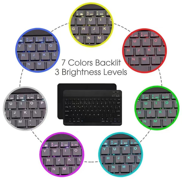 Husa pentru Lenovo Idea Tab 11 inch 2025 cu tastatura iluminata wireless detasabila RGB 7 lights, Bluetooth, USB Type-C, functie stand si slot stylus, negru
