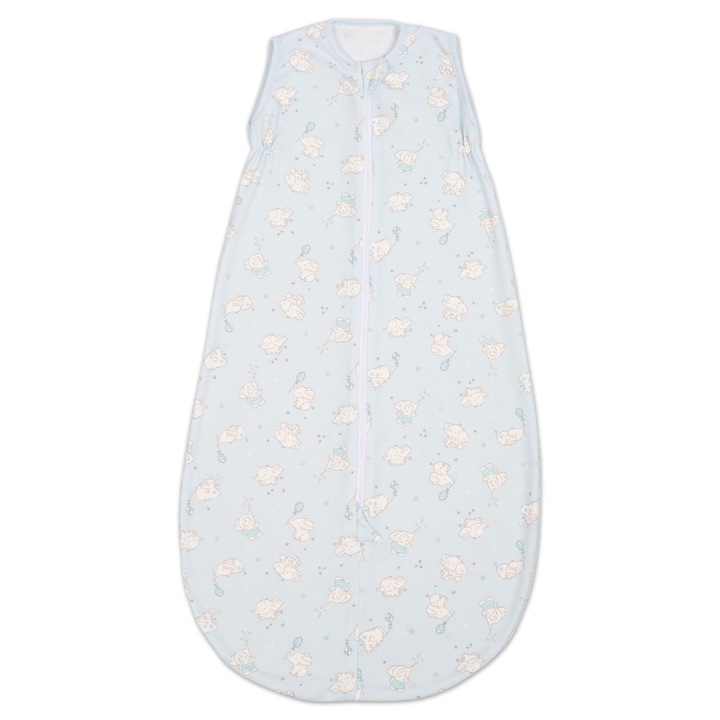 Sac dormit copii de vara 0-18 luni Kidizi® Elefun Blue, 80 cm, 0.5 tog