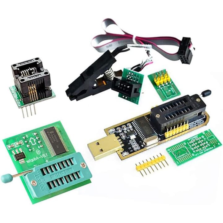 Конектор за програмиране на EEPROM/24CXX/25CXX Rqiurpn, с щипка SOIC8/DIP8, берилиев щифт, комплект