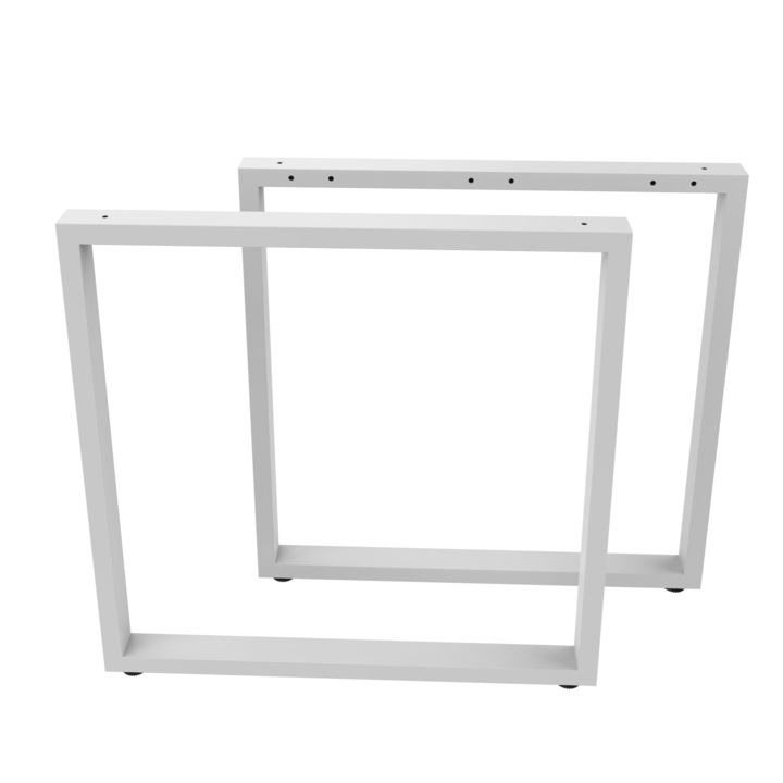 Picioare metalice Trapez pentru birou cu latime de 800 mm, h 780 mm, albe