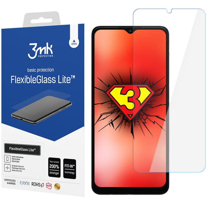 Скрийн протектор FlexibleGlass Lite за Samsung Galaxy A04s A047, гъвкаво стъкло, Grip Pro, U154, пълно лепило