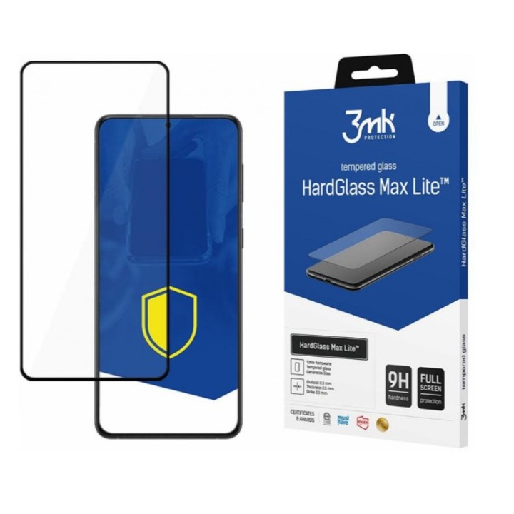 HardGlass Max Lite Скрийн протектор за Samsung Galaxy S22 5G S901, Secure Glass, Full Glue, Xtreme Armor, U242, Черен