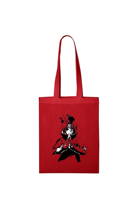 Bevásárlótáska, Férfi, Buborék, Nartuto Shippuden 2024, Sasuke fekete-fehér, 37 x 28 cm, fogantyú 70 cm, piros