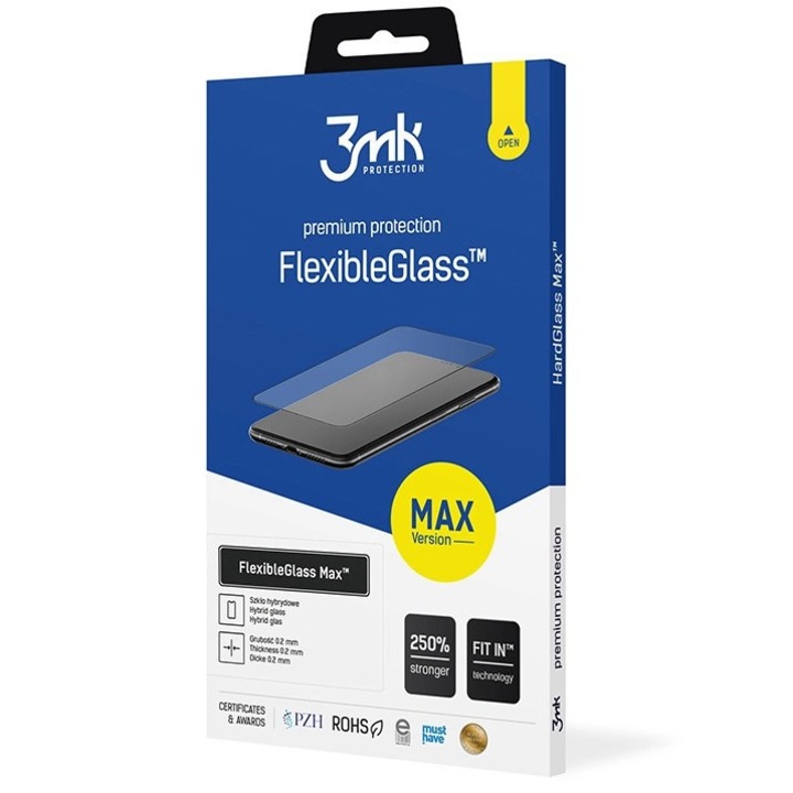 Folie de protectie Ecran FlexibleGlass Max pentru Samsung Galaxy A52s 5G A528 / A52 5G A526 / A52 A525, Sticla Flexibila, Full Glue, Elite Armor, U339, Neagra