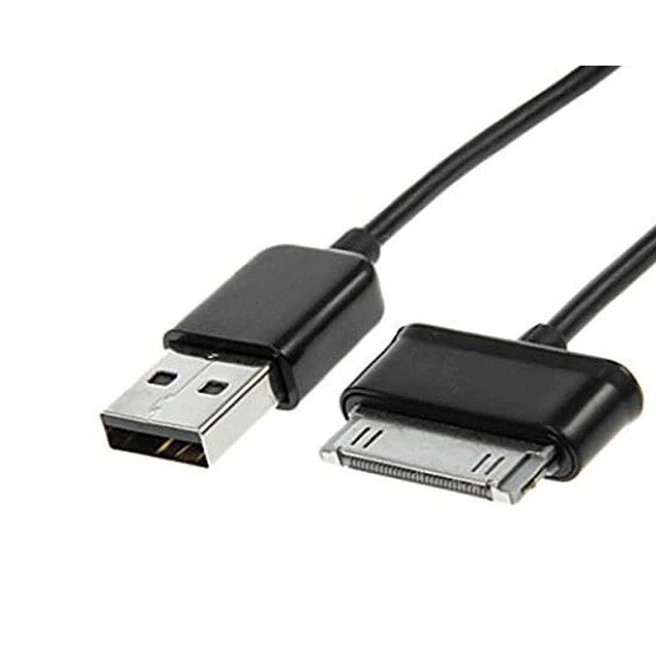 Adat- és töltőkábel kompatibilis Samsung Galaxy Tab, 1 méter, USB 2.0 dugó – 30 tűs csatlakozó, fekete