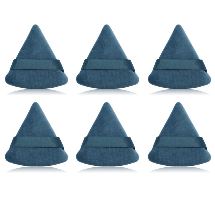 DUAIU 6 bucati pufuri de pudra - puf de velur reutilizabil - reutilizabil umed uscat machiaj facial cosmetice curatare frumusete machiaj puf, Albastru