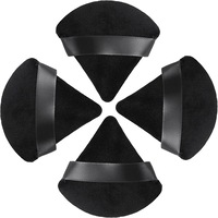 Set de puf de machiaj din 4 piese pentru pudra presata, pudra de catifea cu curea, reutilizabil, umed si uscat, unelte de machiaj facial, Negru