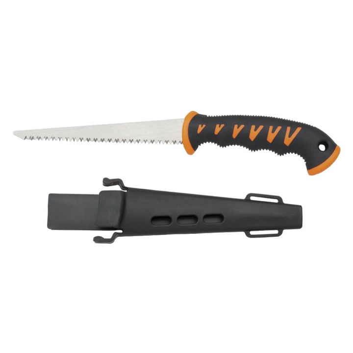 Fierastrau de mana cu teaca ABS, Martinez Albainox, Otel, Maner 16cm, Lama 34cm, Negru/Portocaliu