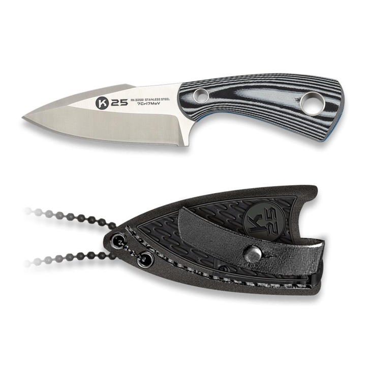 Cutit de bocanc K25, lama 65mm, maner G10, teaca inclusa, 135mm, 68g