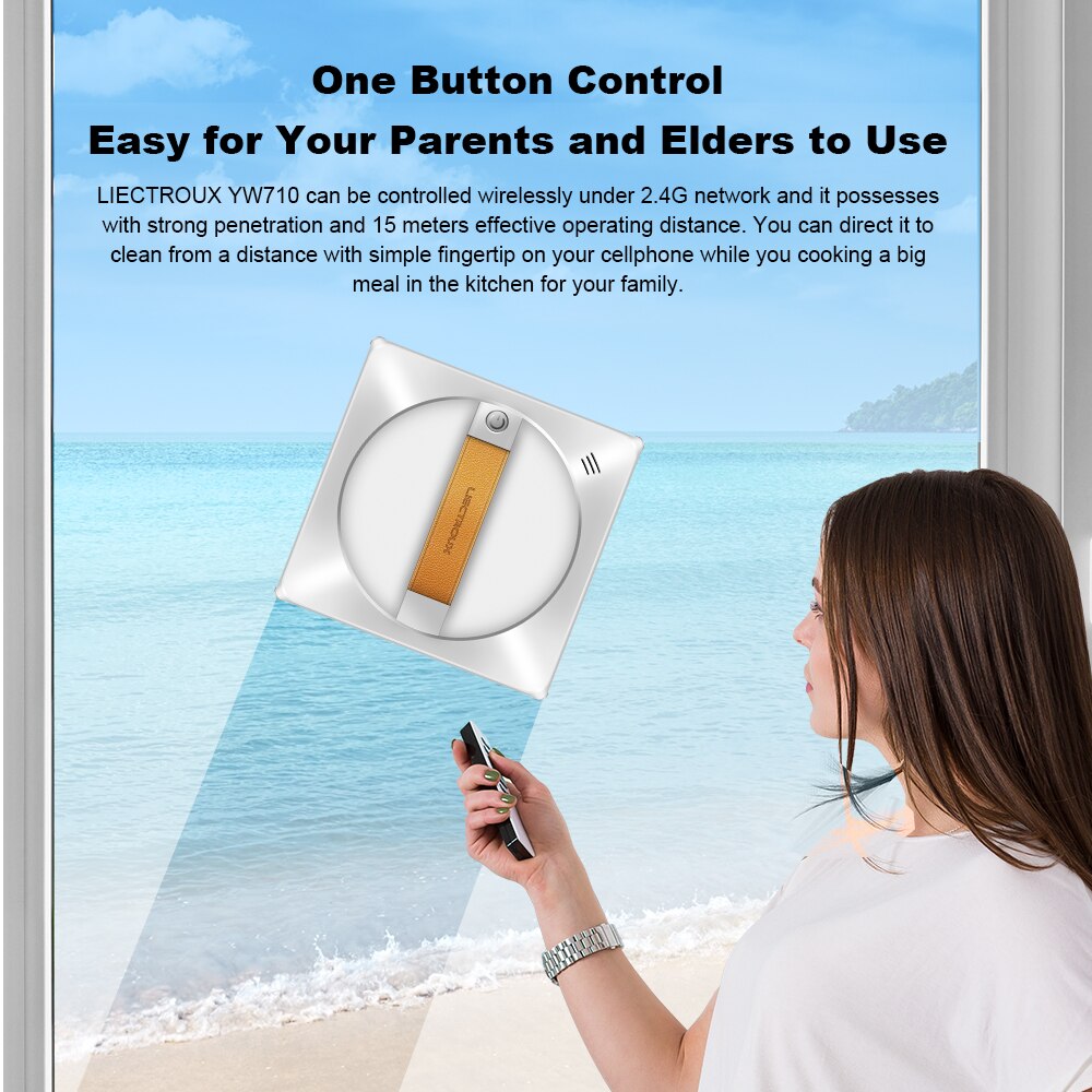 Aspirator robot pentru geamuri cu pulverizator dublu, control prin aplicatie, alb