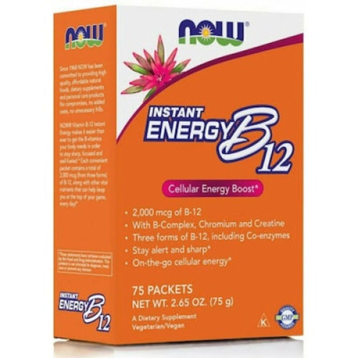 Vitamine si minerale Now Foods, Instant Energy B-12, 75 plicuri