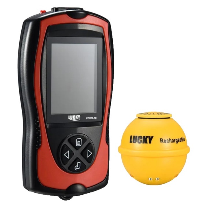 Sonar GPS pescuit portabil, Lucky, FF1108-1CWLA, ecran TFT 2.4 inch, rezistent la apa, 45m adancime