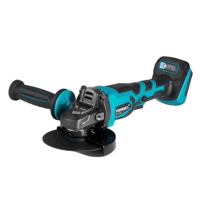 Polizor unghiular, Yofidra, fara baterie, motor fara perii, 1500W, 125mm, 12000rpm, design portabil, compatibil baterie Makita 18V