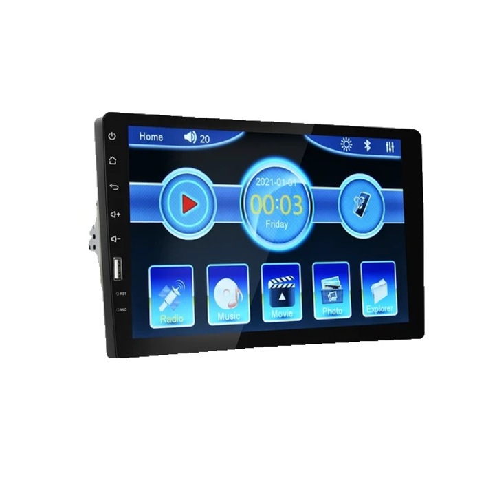 MP5 плейър за кола, 9 инчов сензорен екран, Bluetooth, управление от волана, 7 цветно фоново осветление, поддръжка на задна камера, 800x480