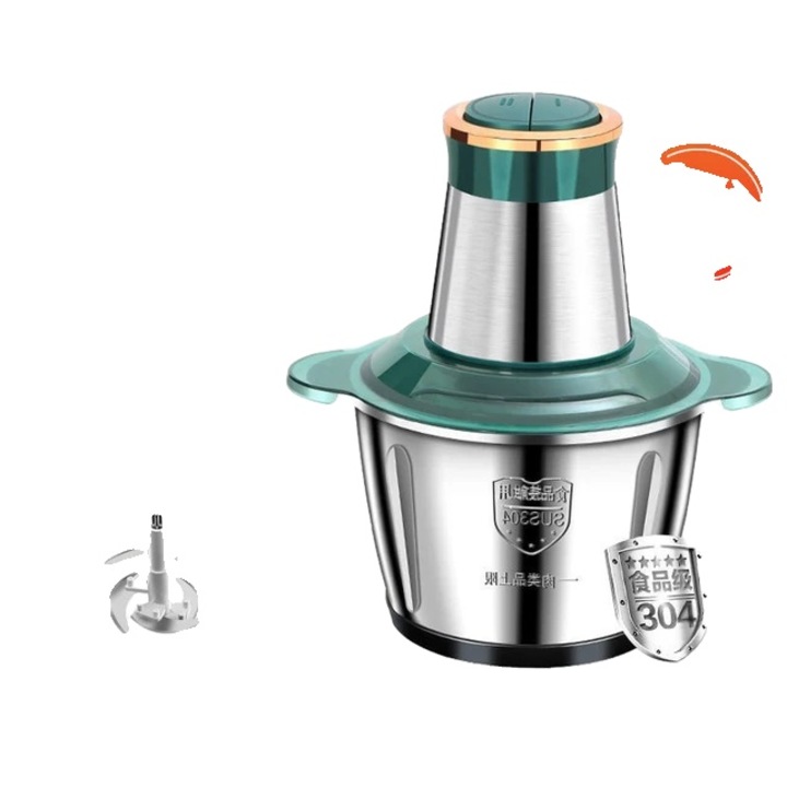 Tocator alimente multifunctional, 2 viteze, inox, 2L, verde, 300W