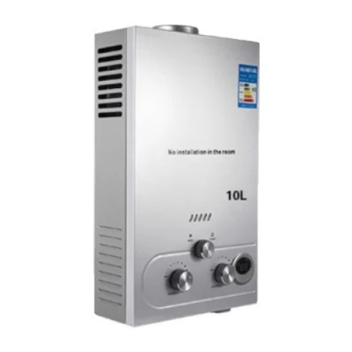 Átfolyós vízmelegítő, 10L 20KW, rozsdamentes acél, többszörös védelem, LED kijelző, 8L/perc