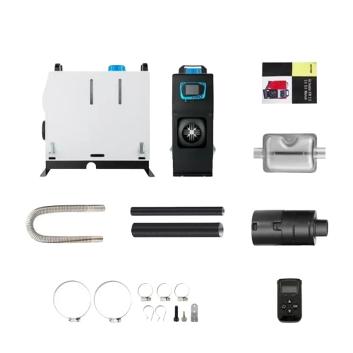 Incalzitor auto diesel 8KW, alb, LCD, telecomanda, 12V, 5L, -40°C~+80°C
