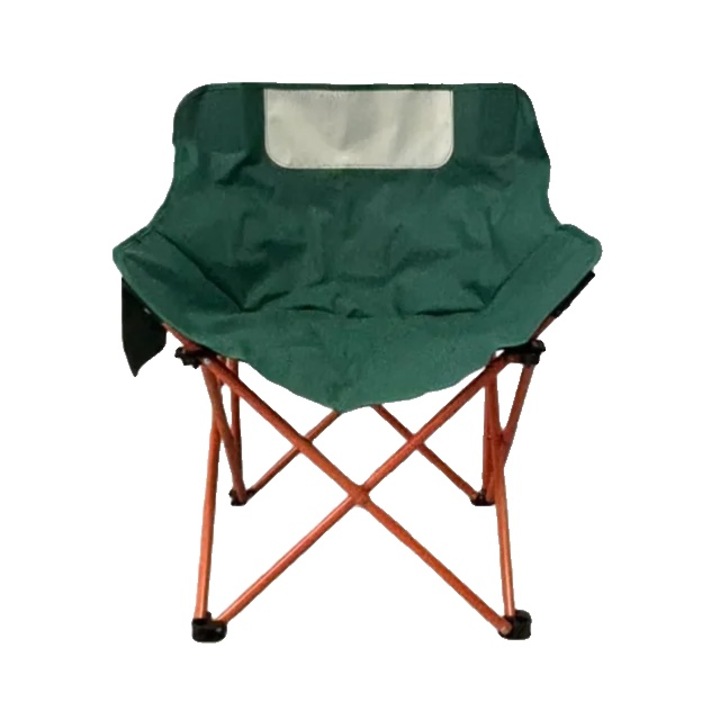 Scaun camping pliabil, verzi, cu buzunare laterale/suport pahar, 45x45x66cm, husa de transport