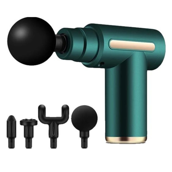 Масажен пистолет за дълбока мускулна релаксация 6 скорости зелен 13.3x13x5см