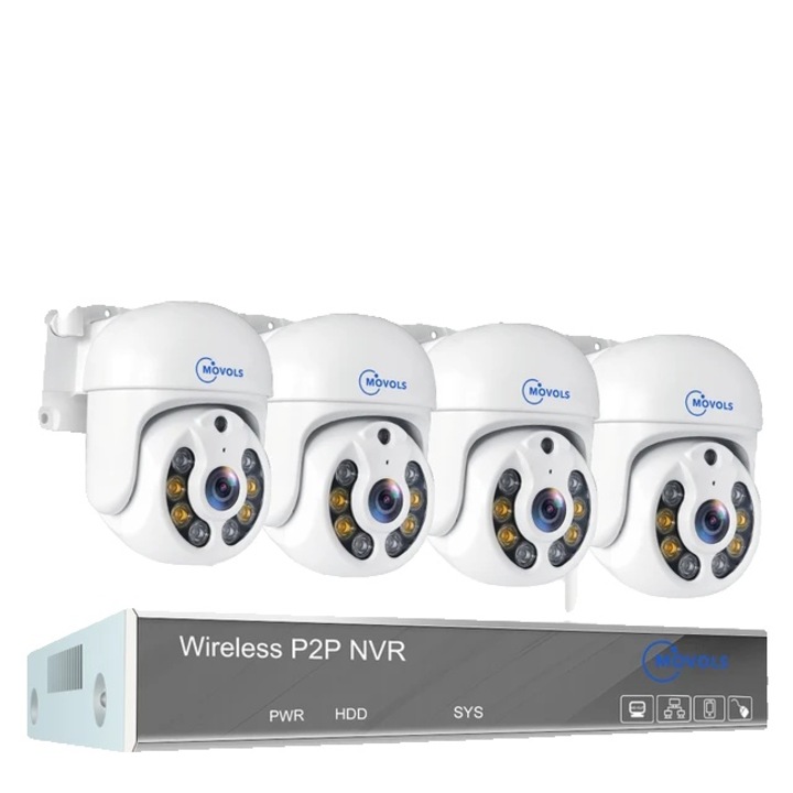 Sistem CCTV supraveghere video, Rezolutie 8MP, Kit PoE NVR, 4 camere, Alb