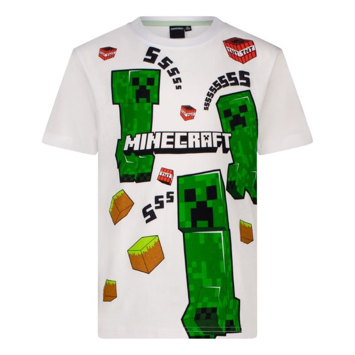 Minecraft Gyerek póló, Creeper TNT SSs, Fehér, Fehér