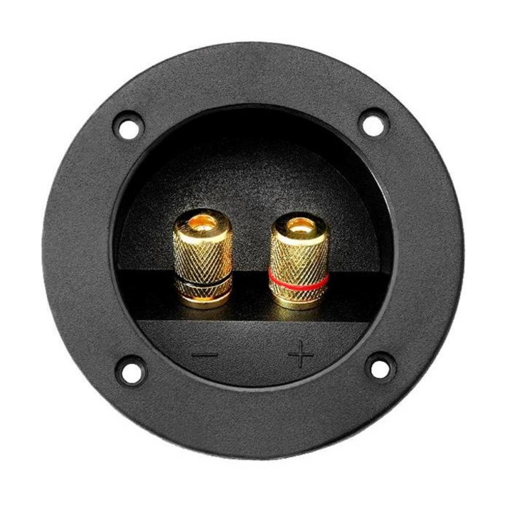 Priza, montare pe panou, rotund, terminal dublu, stecher banana, 2, Ф105mm