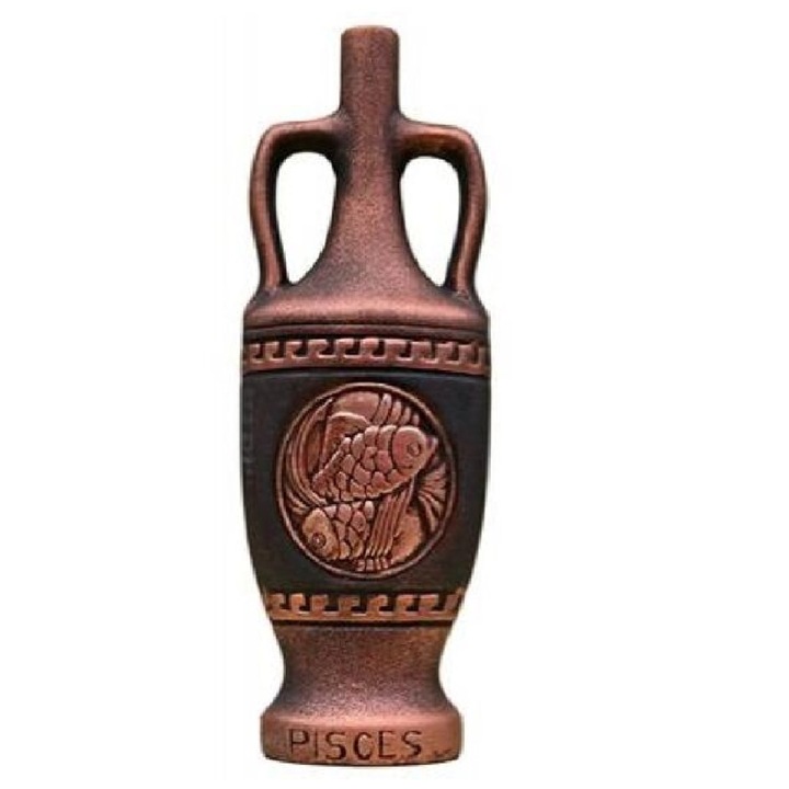 Керамична бутилка с червено вино, Зодиак Риба, Кафяв, 0, 750 L