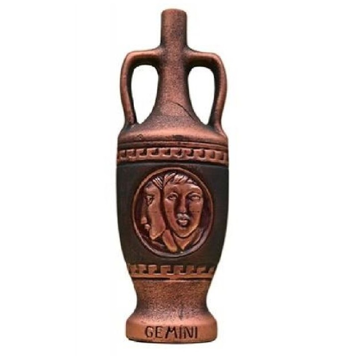 Керамична бутилка с червено вино, Зодиак Близнаци, Кафяв, 0, 750 L